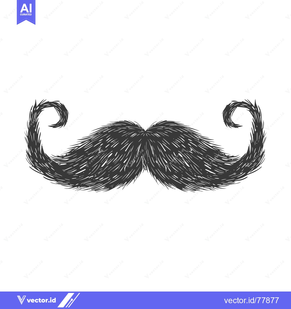 Premium Vector of Hand-drawn illustration of a thick black mustache with curled ends