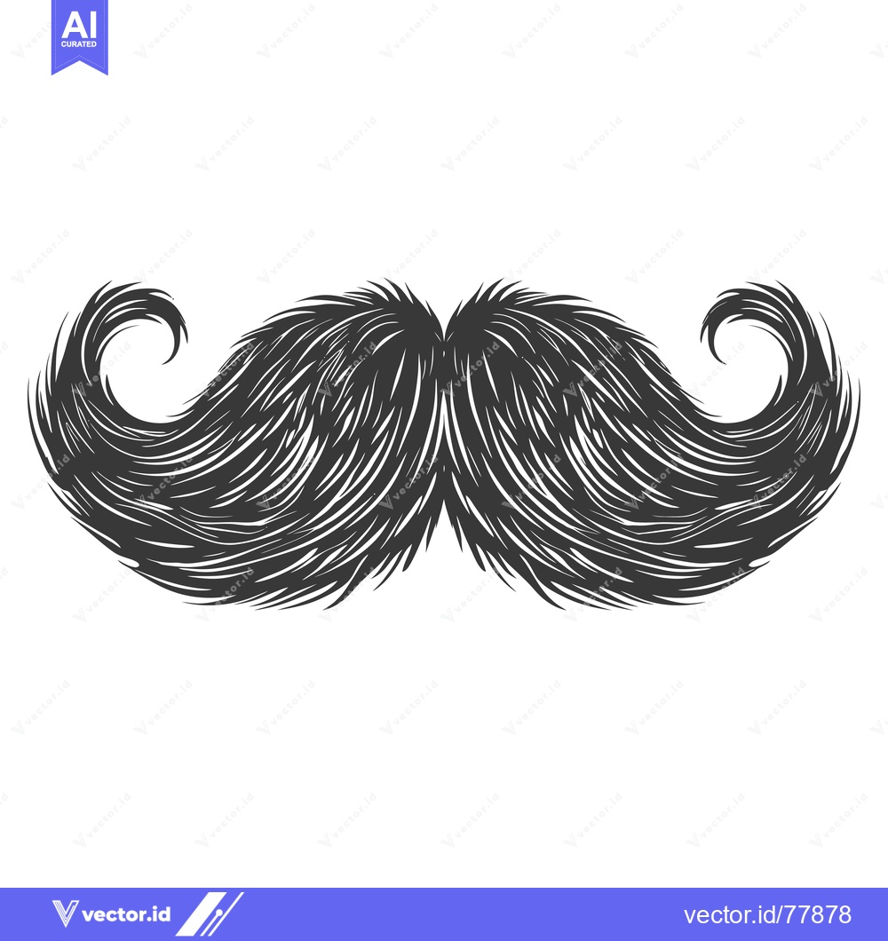Premium Vector of A Detailed Black and White Illustration of a Mustache