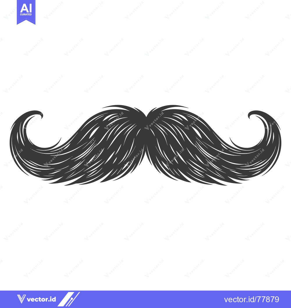 Premium Vector dari A Hand-Drawn Illustration of a Black and White Mustache