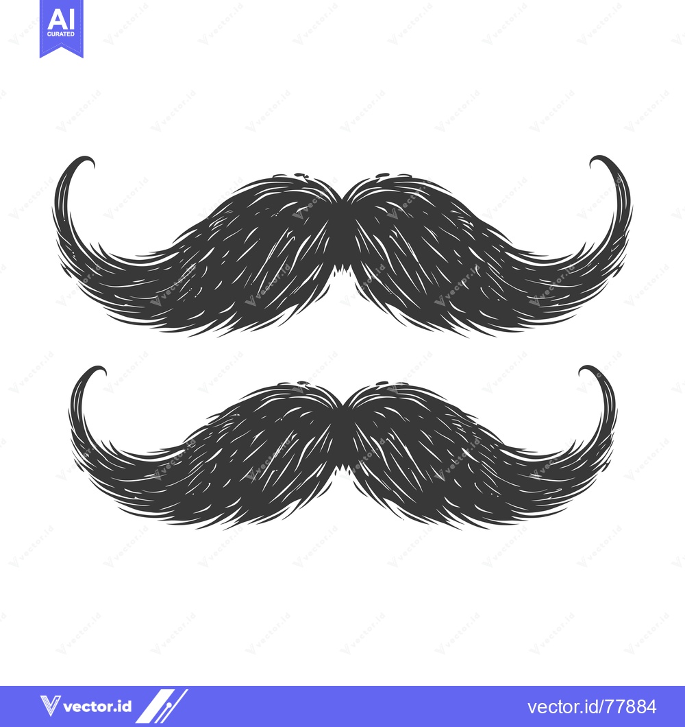 Premium Vector of Hand-drawn illustration of two black mustaches with curled ends