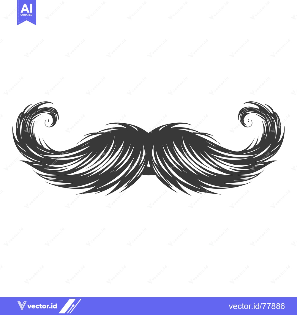Premium Vector of A Detailed Illustration of a Black and White Mustache