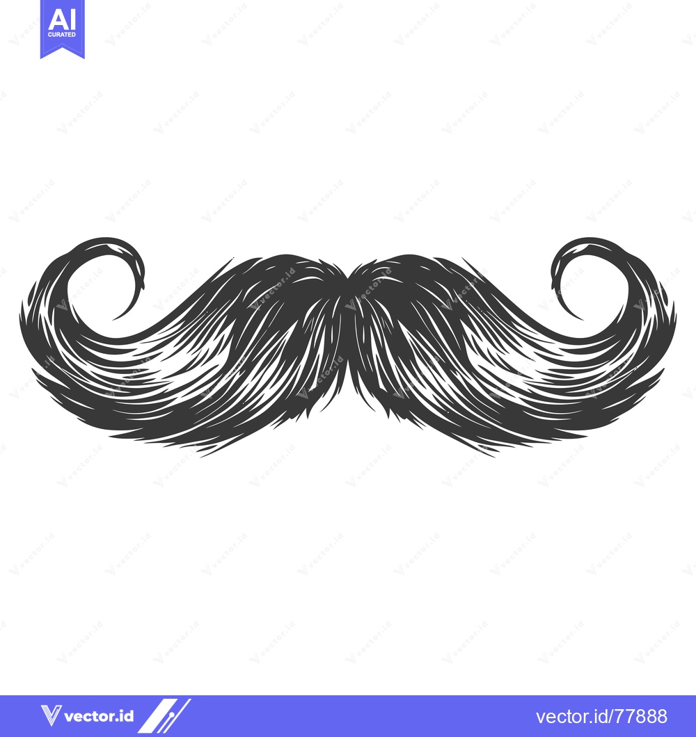 Premium Vector of Hand-Drawn Sketch of a Curly Black Mustache