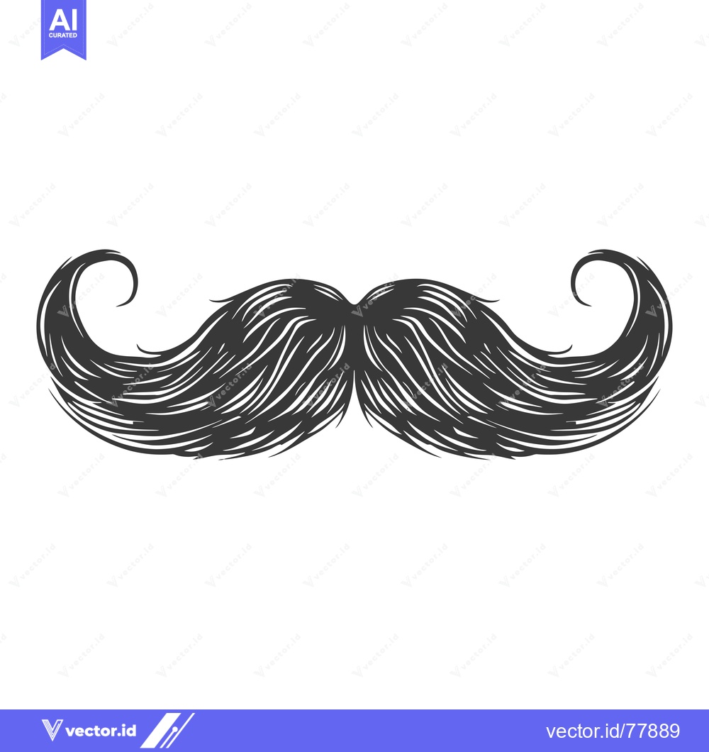 Premium Vector of Hand-drawn illustration of a black mustache with curled ends