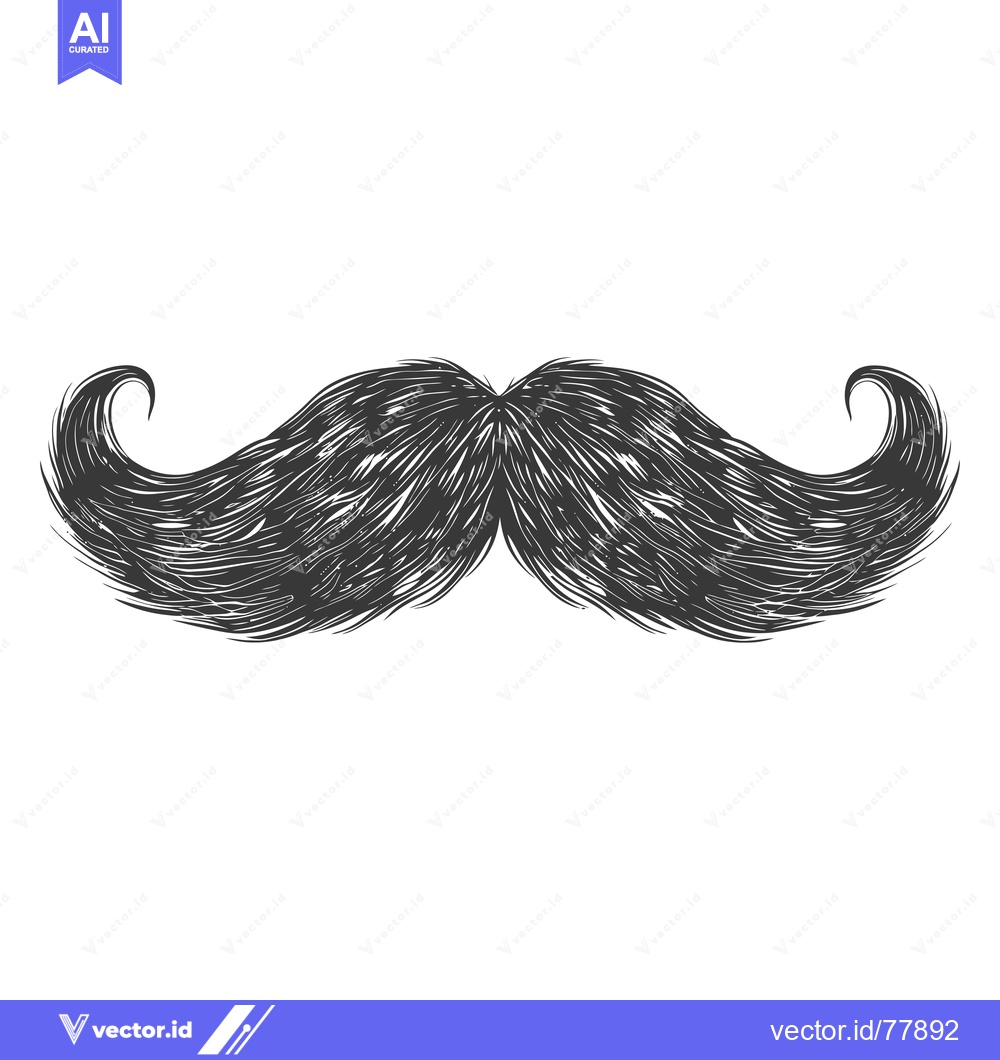 Premium Vector dari Hand-drawn sketch of a thick, curly mustache