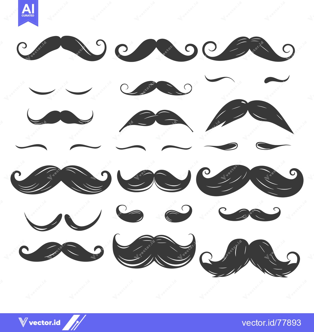 Premium Vector of Collection of Various Hand-Drawn Mustache Styles
