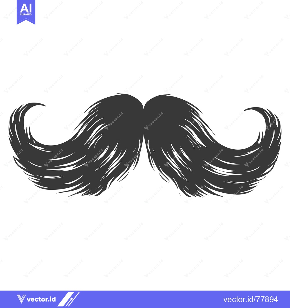 Premium Vector of A Hand-Drawn Illustration of a Thick, Black Mustache