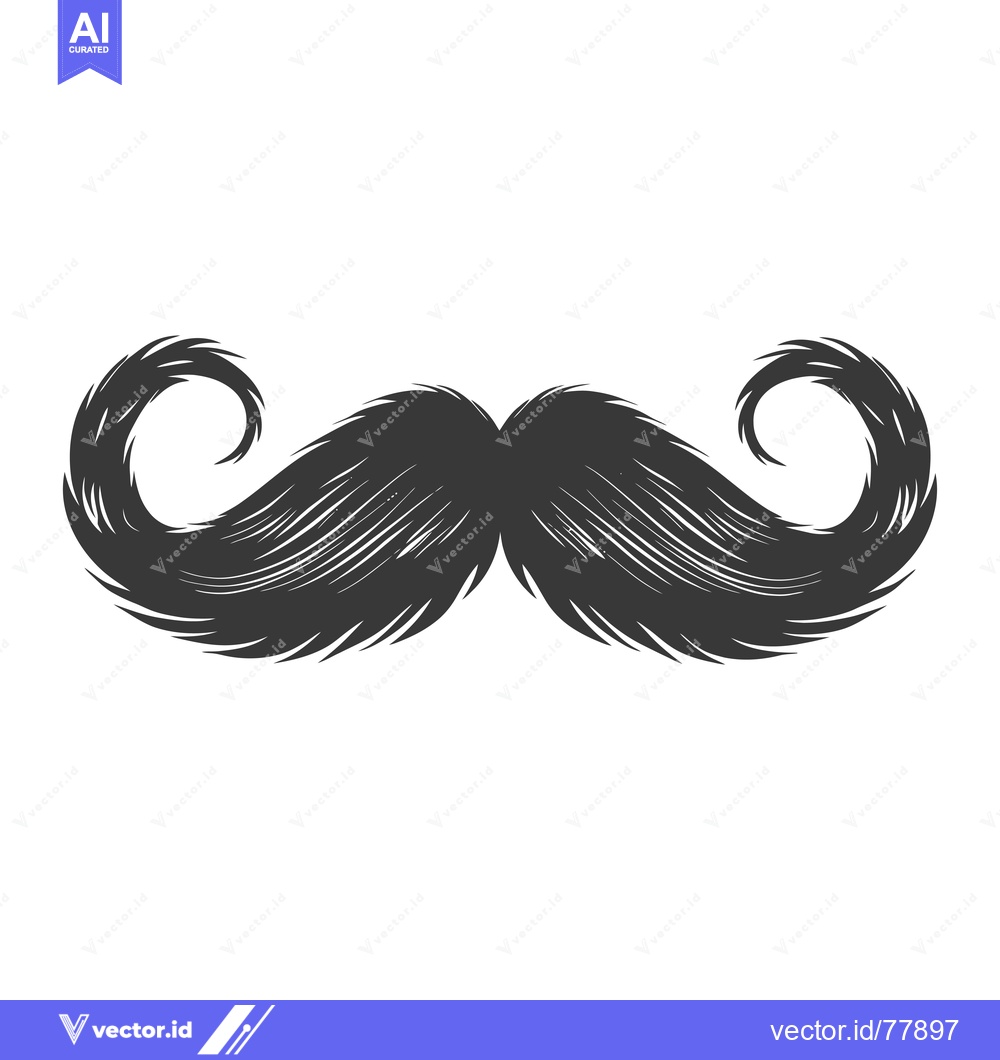 Premium Vector of A Detailed Illustration of a  Black and White Twisted Mustache