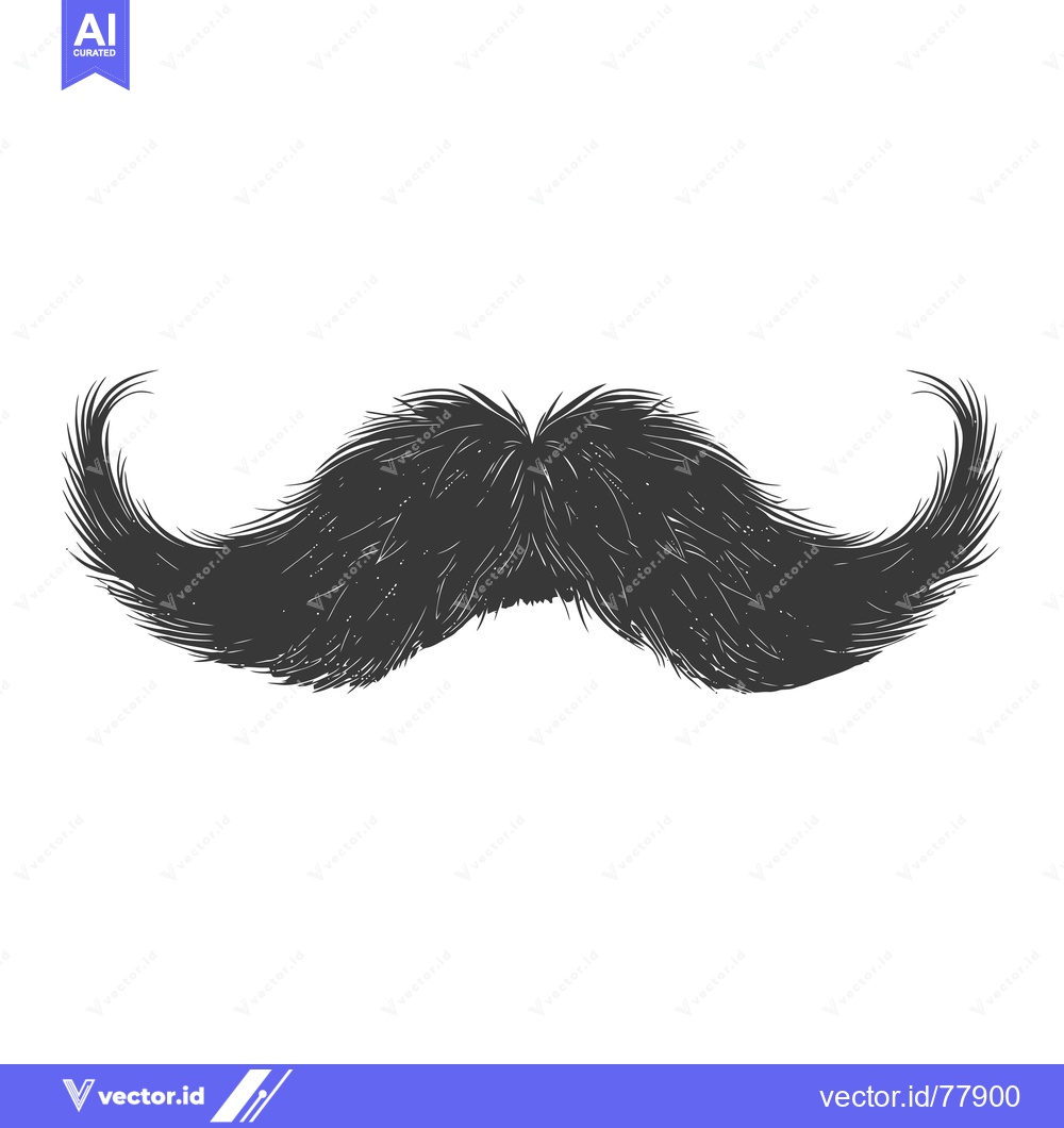 Premium Vector dari Hand-Drawn Illustration of a Black and White Mustache