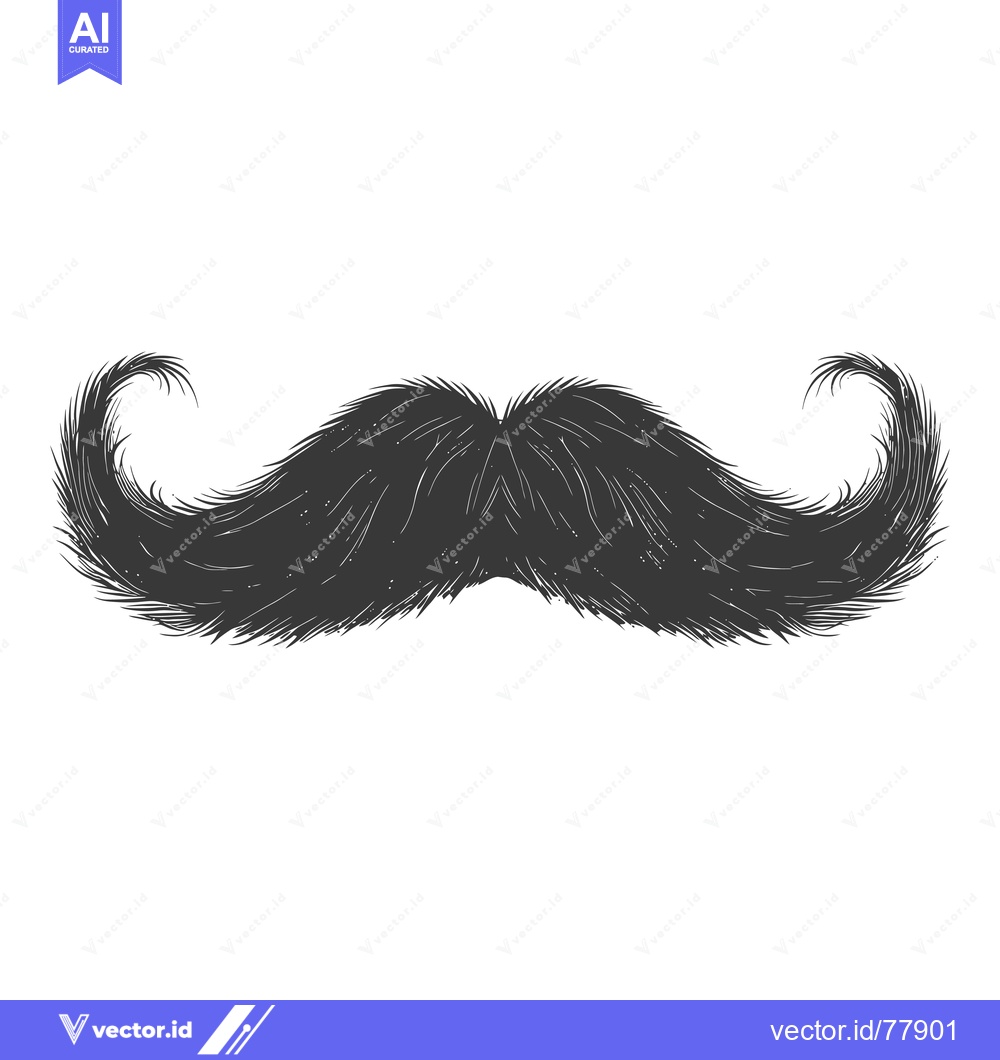 Premium Vector of Hand-drawn illustration of a thick black mustache with curled ends