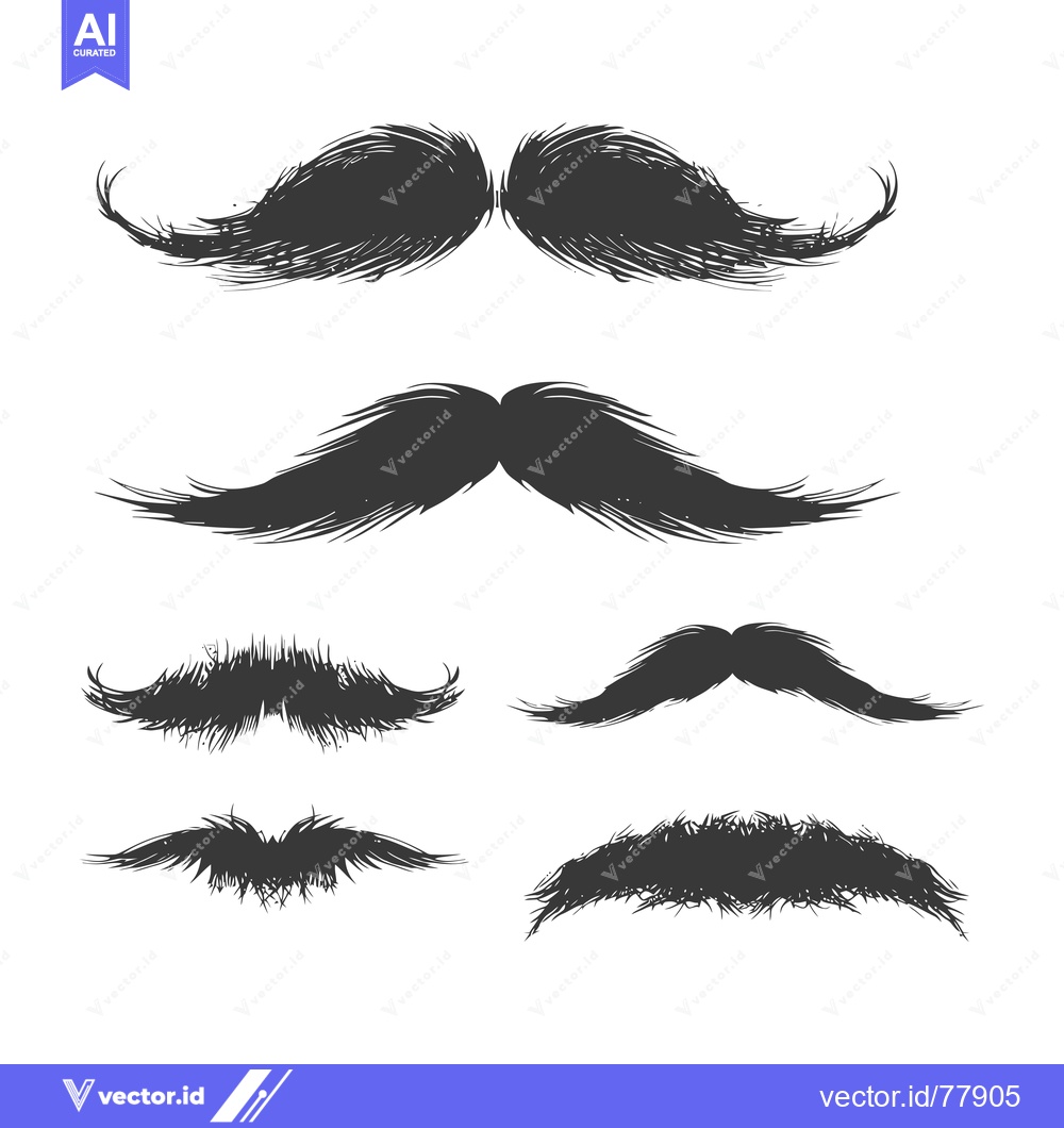 Premium Vector dari A Set of Hand-Drawn Mustache Silhouettes