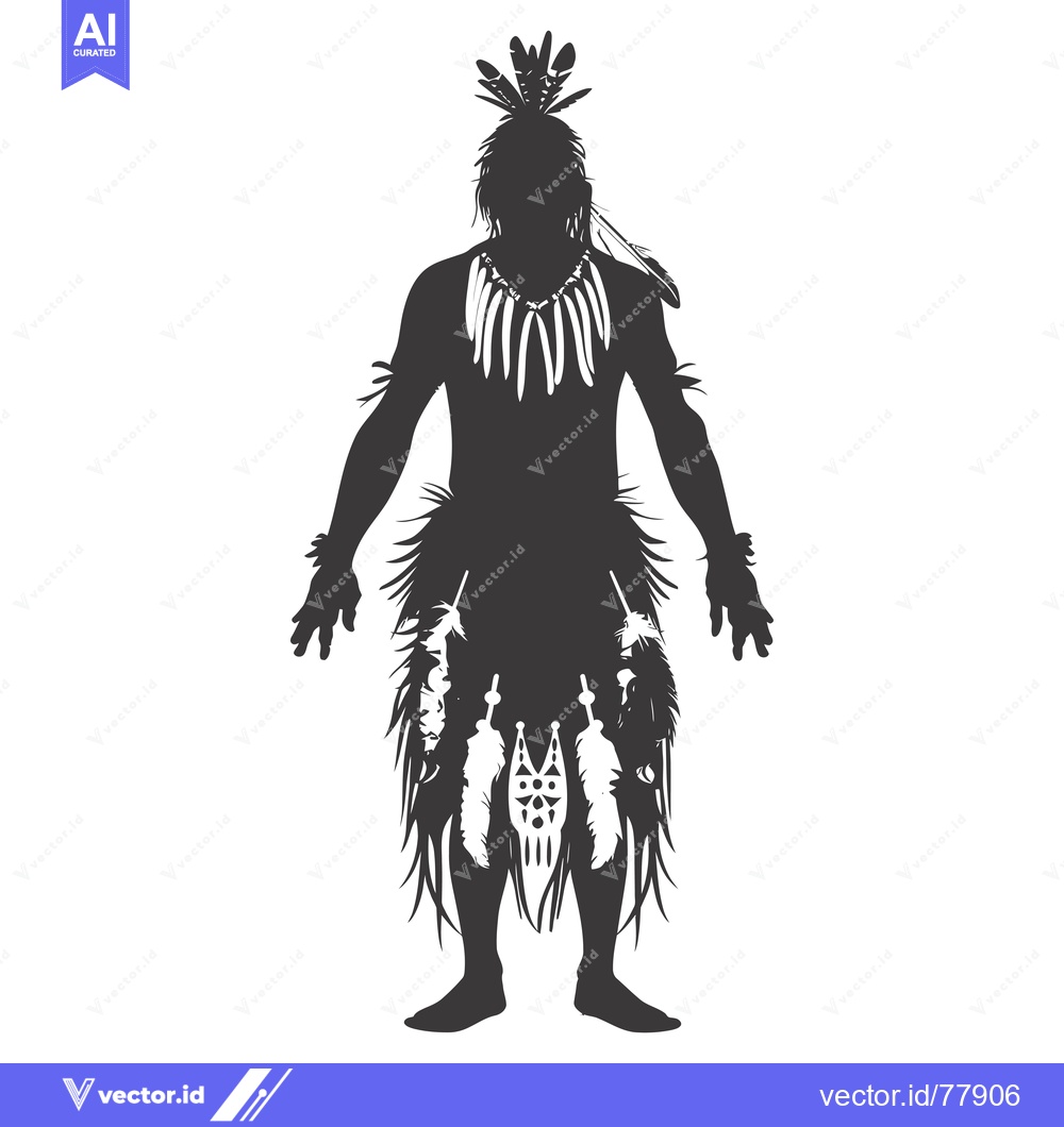Premium Vector of Silhouette of a Native American Warrior in Traditional Attire