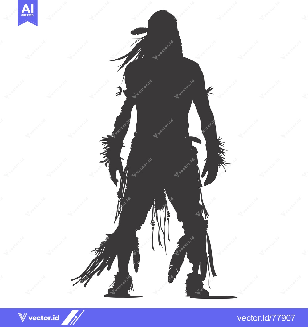 Premium Vector dari Silhouette of a Native American Man with Feathers