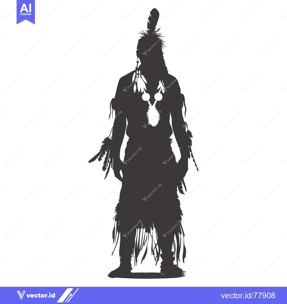 Premium Vector dari Silhouette of a Native American Man in Traditional Attire