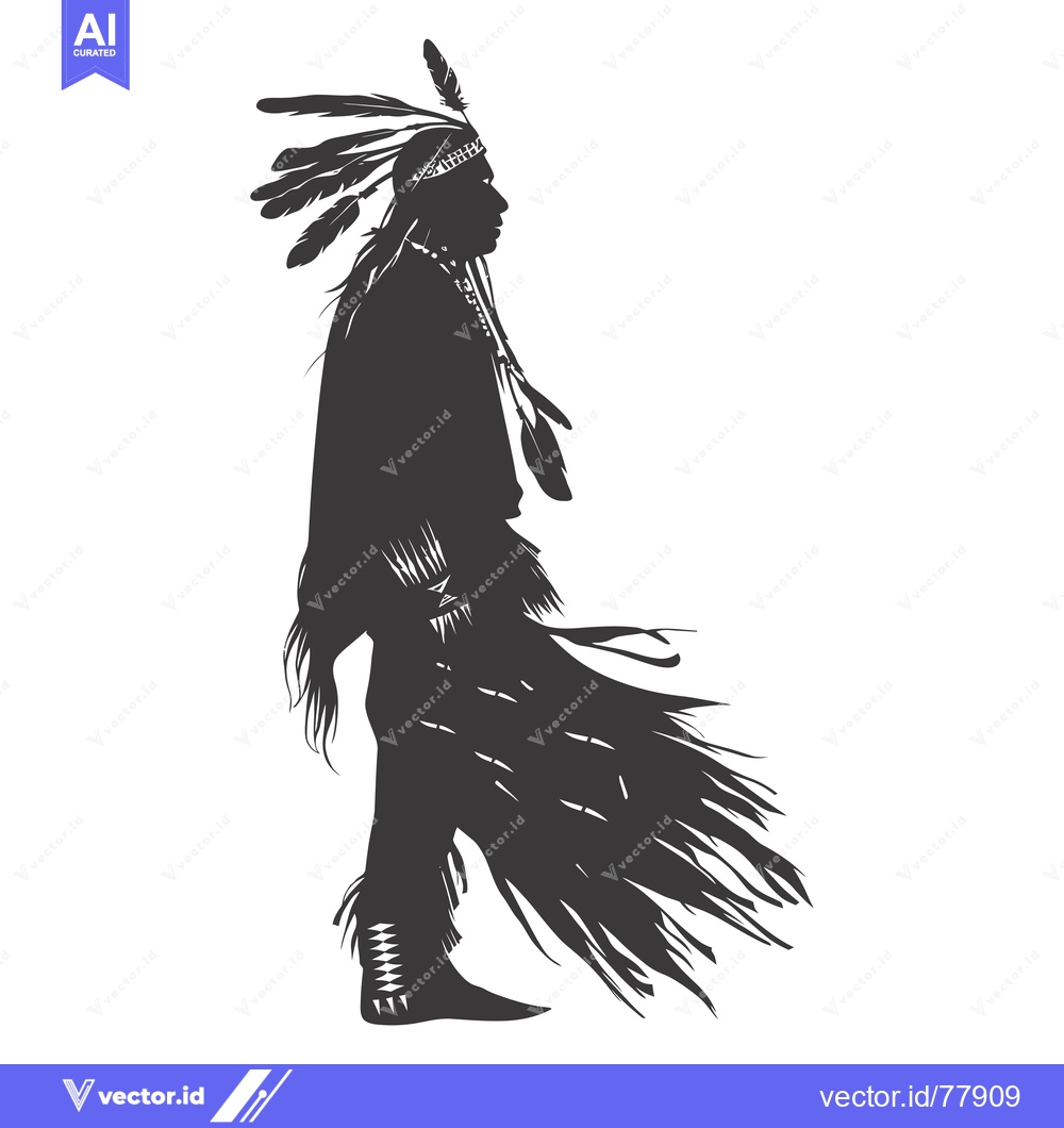 Premium Vector of Silhouette of a Native American man wearing a feathered headdress