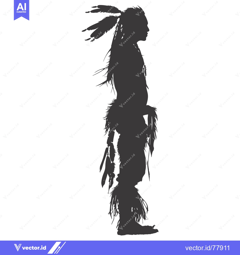 Premium Vector dari Silhouette of a Native American Man in Traditional Clothing