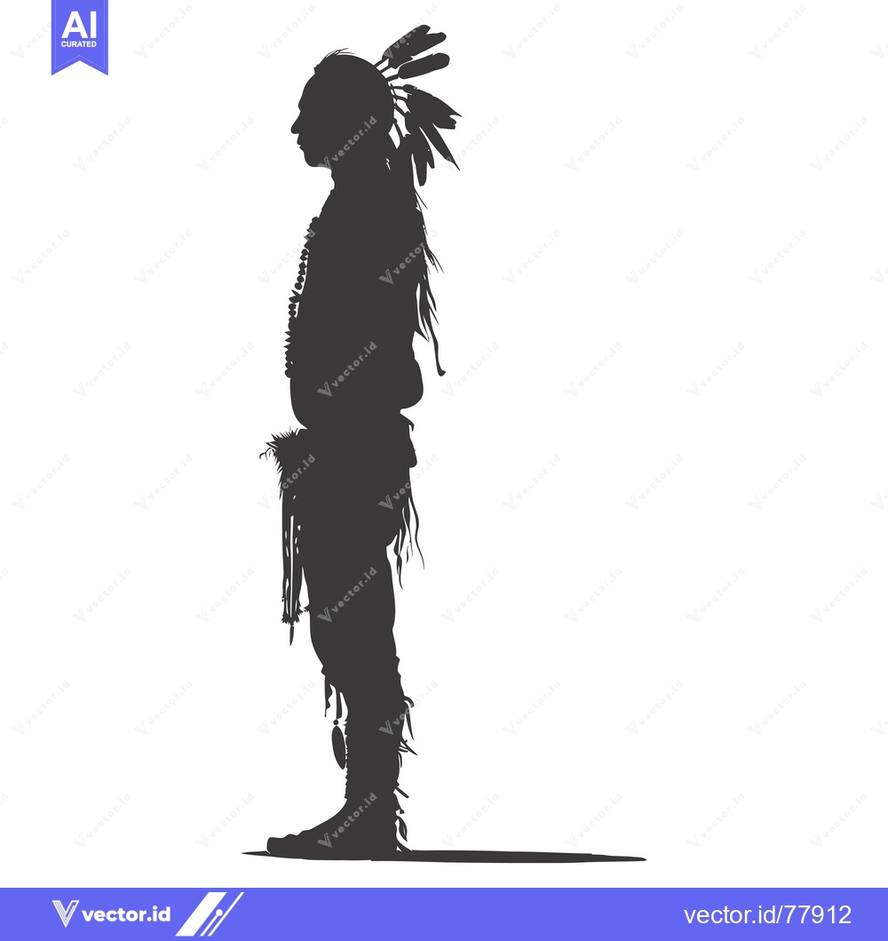 Premium Vector dari Silhouette of a Native American Man in Traditional Headdress