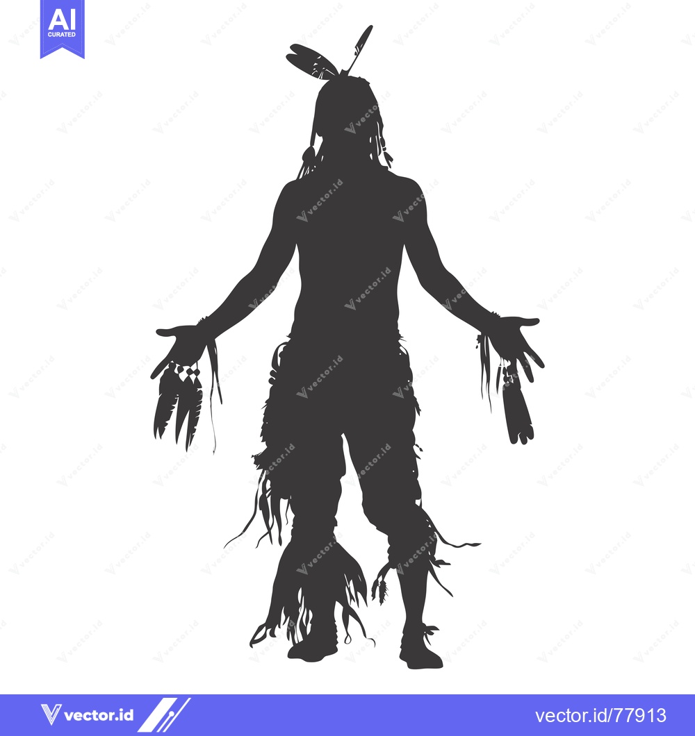 Premium Vector dari Silhouette of a Native American Man in Traditional Headdress and Cloth
