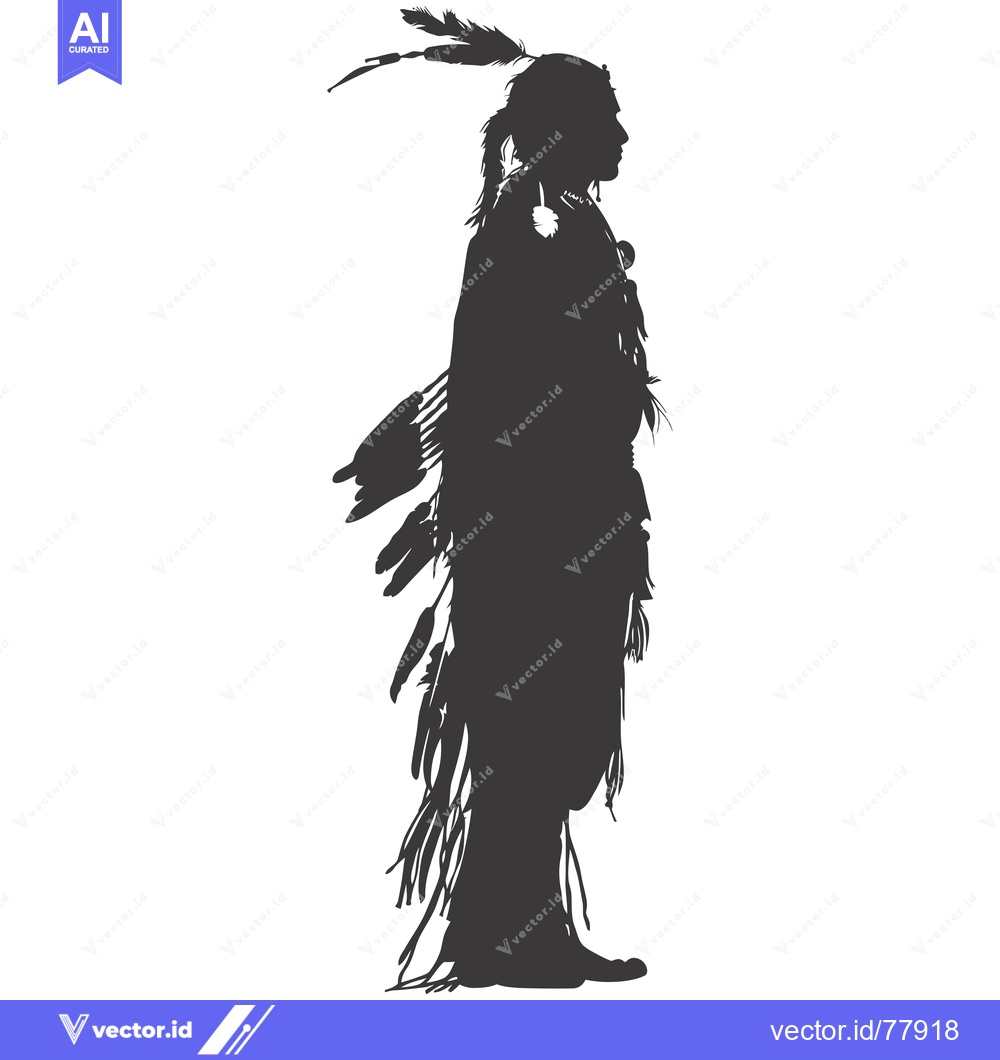 Premium Vector of Silhouette of a Native American Man in Traditional Clothing