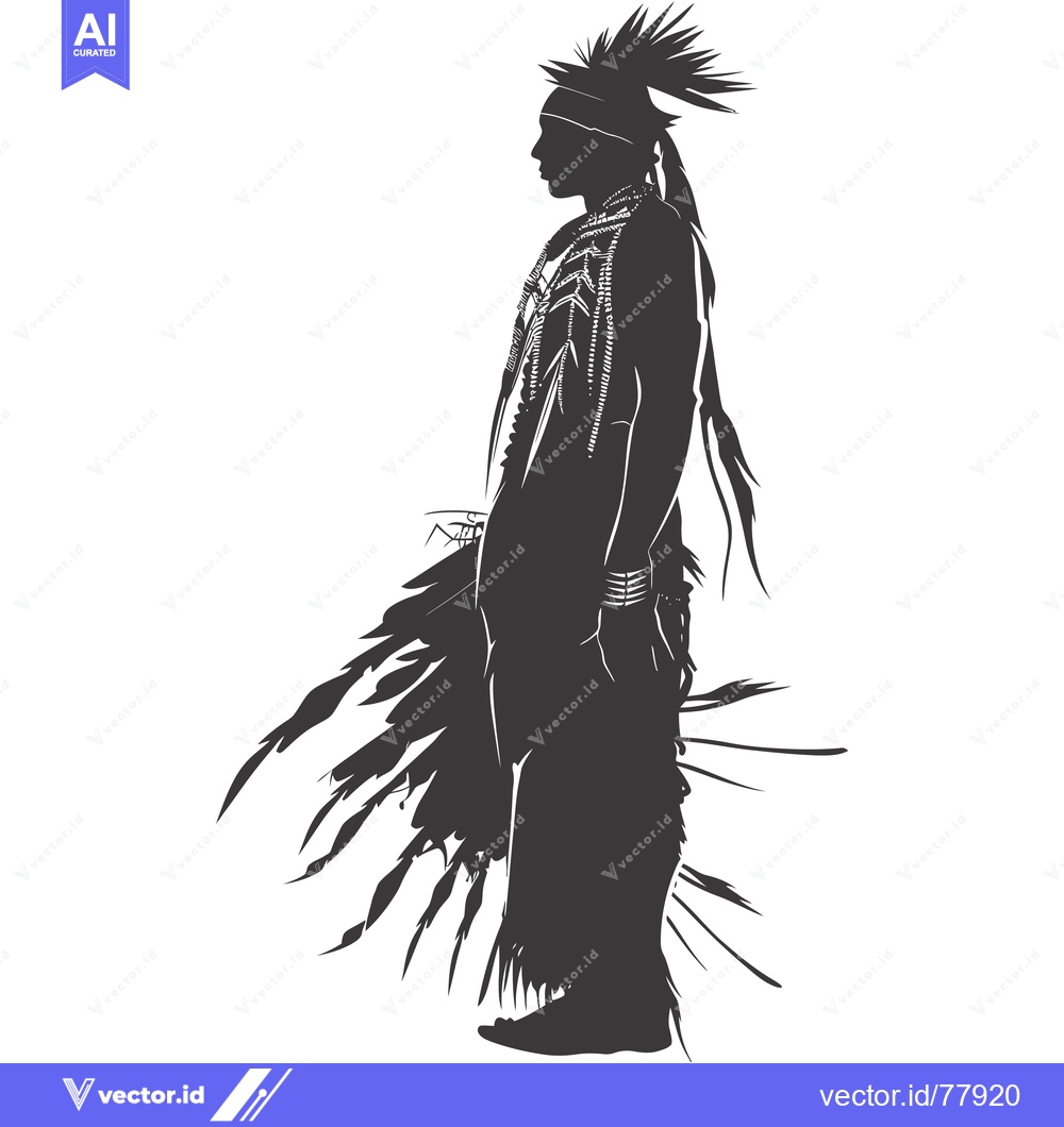 Premium Vector of Silhouette of a Native American Warrior in Traditional Headdress