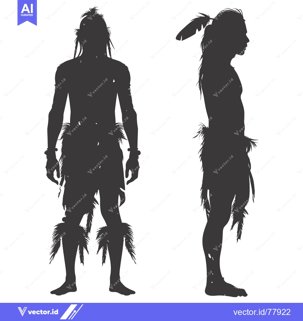 Premium Vector of Silhouettes of a Native American Man in Different Poses