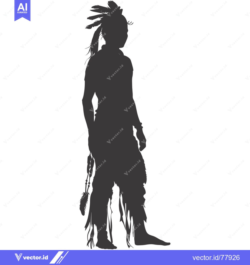 Premium Vector dari Silhouette of a Native American Man with Feathers in his Hair
