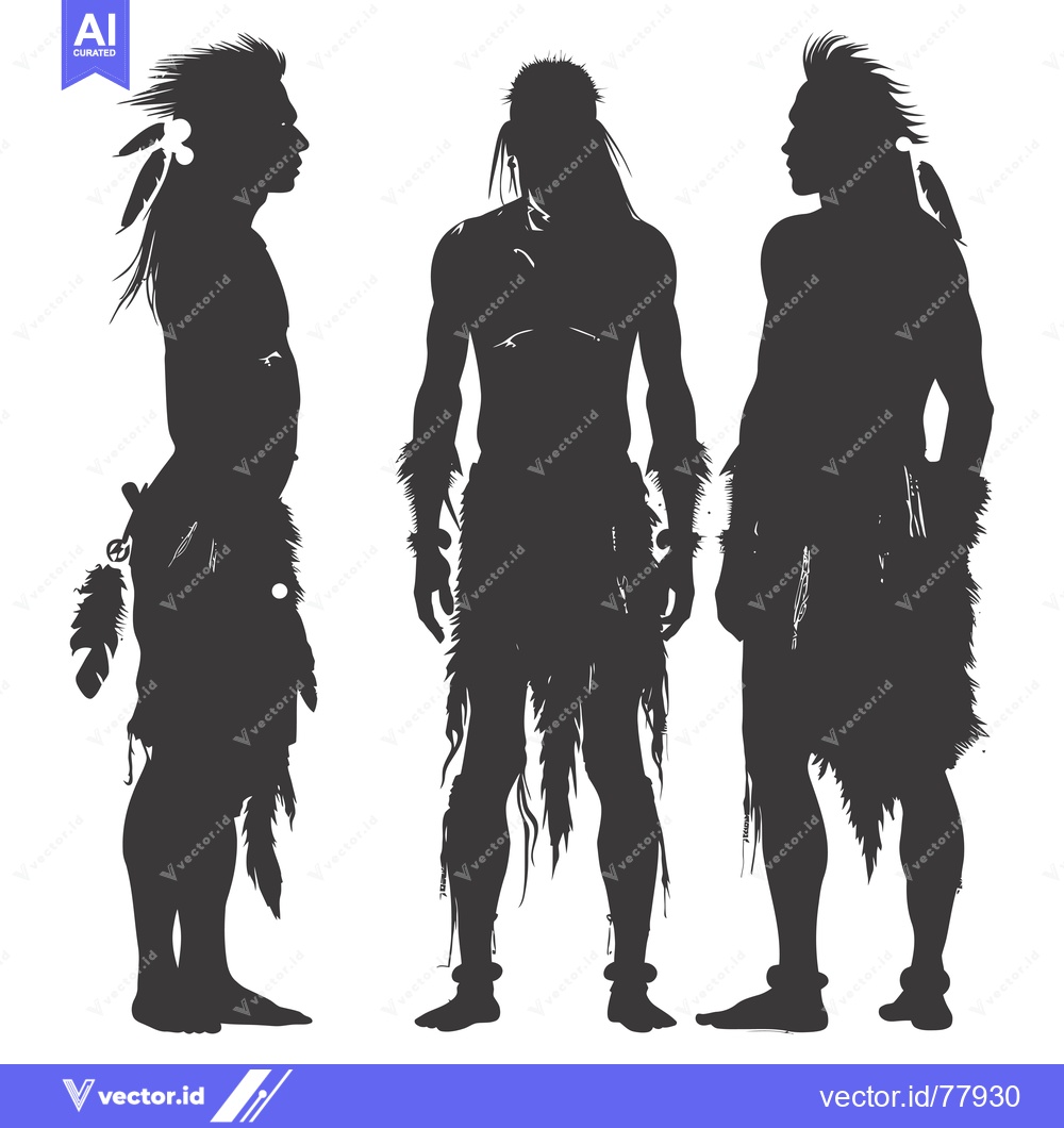 Premium Vector dari Three Silhouettes of Native American Men in Traditional Dress