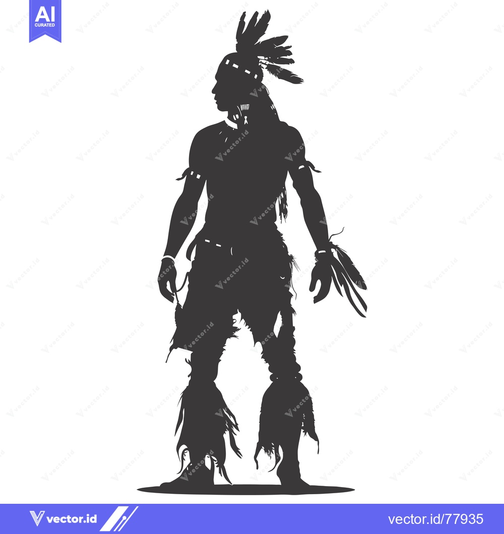 Premium Vector of Silhouette of a Native American Man in Traditional Headdress