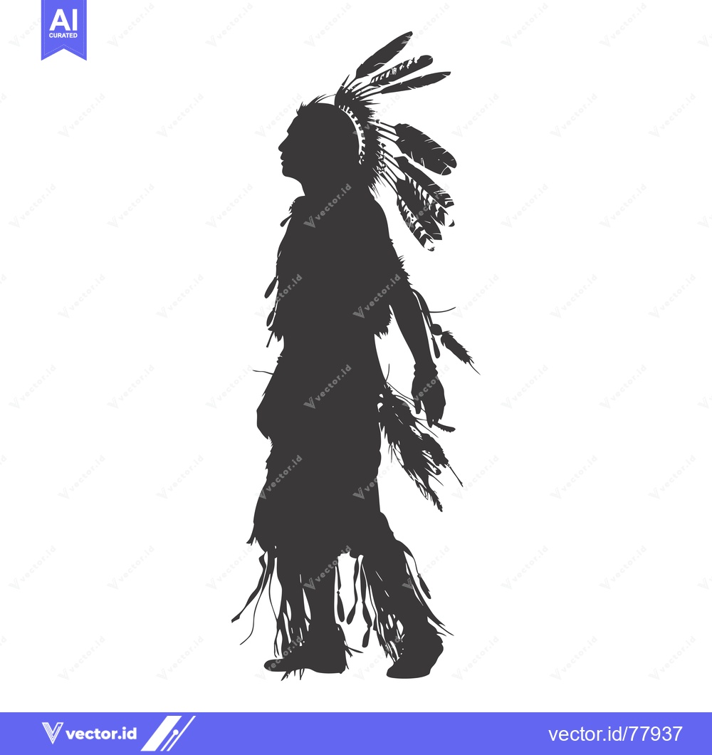 Premium Vector dari Silhouette of a Native American Man in Traditional Headdress