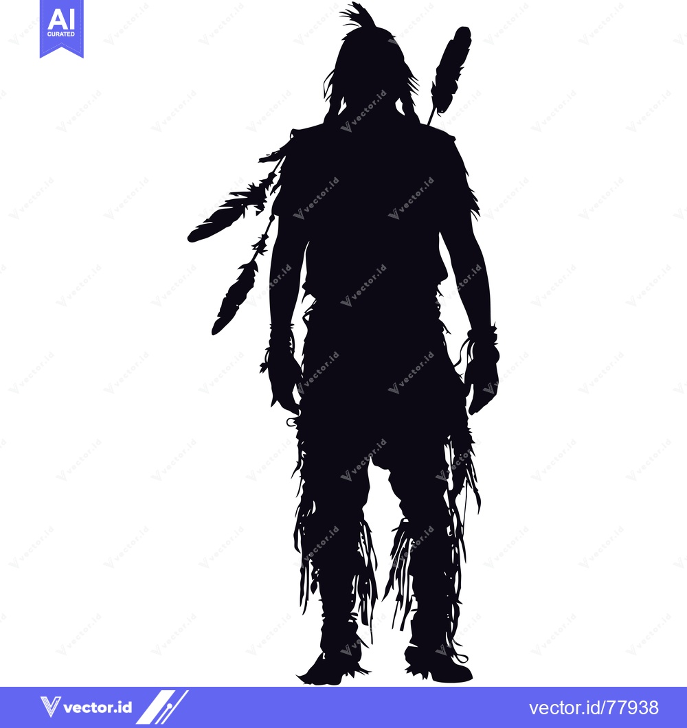 Premium Vector dari Silhouette of a Native American Man with Feathers