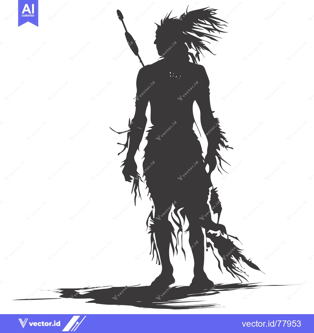 Premium Vector of Silhouette of a Native American Warrior Holding a Spear