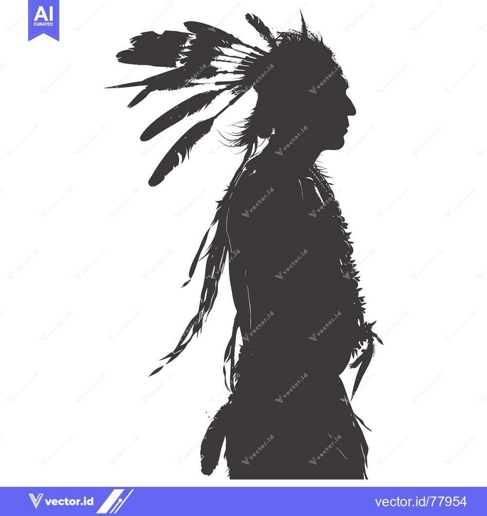Premium Vector dari Silhouette of a Native American Man Wearing a Headdress
