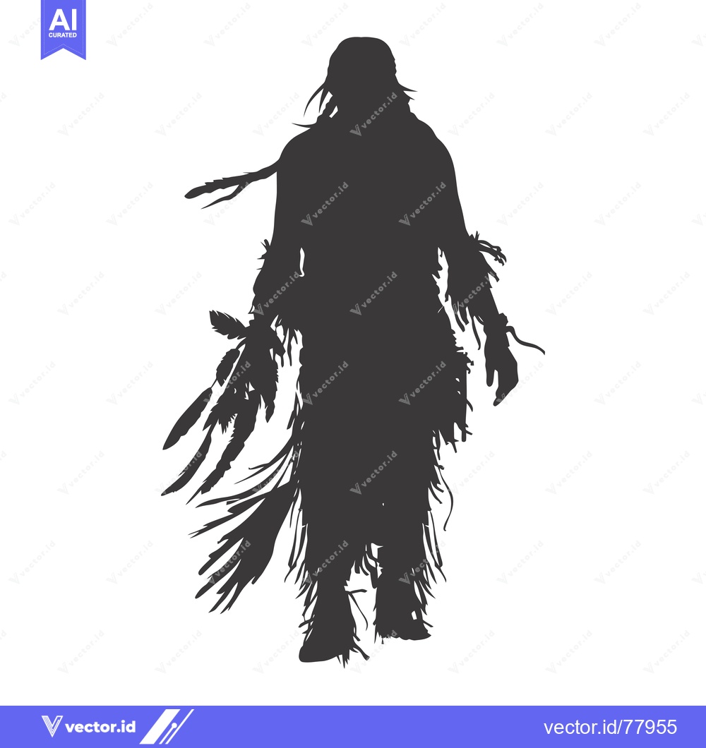 Premium Vector dari Silhouette of a Native American Figure with Feathers