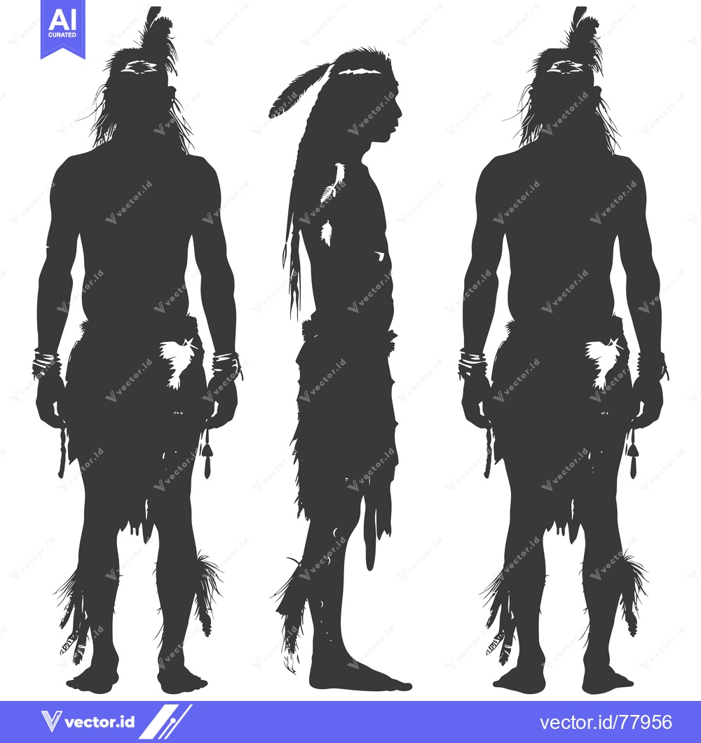 Premium Vector dari Three Silhouettes of a Native American Man in Traditional Headdress an