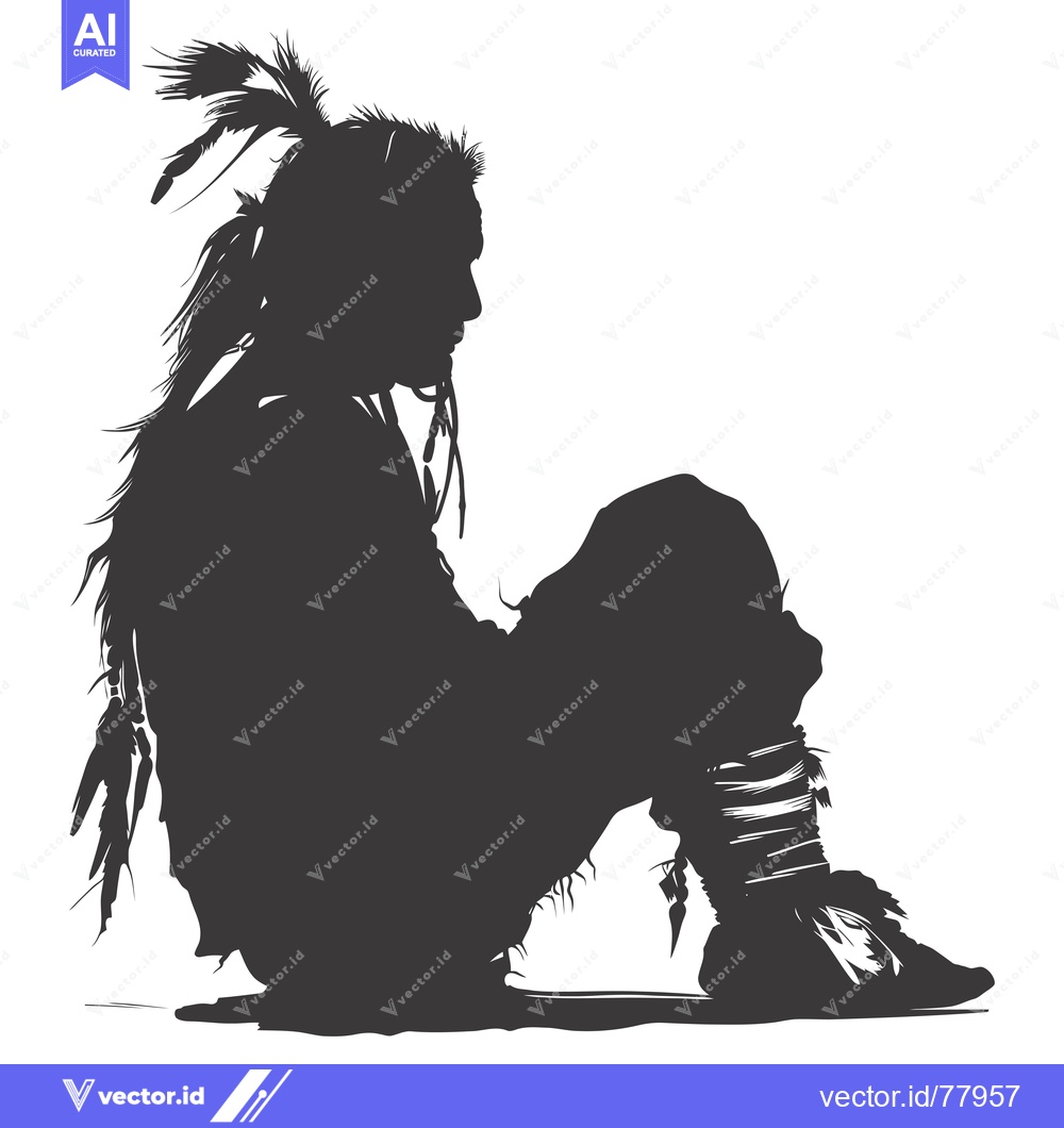 Premium Vector of Silhouette of a Native American Man Wearing Feathers