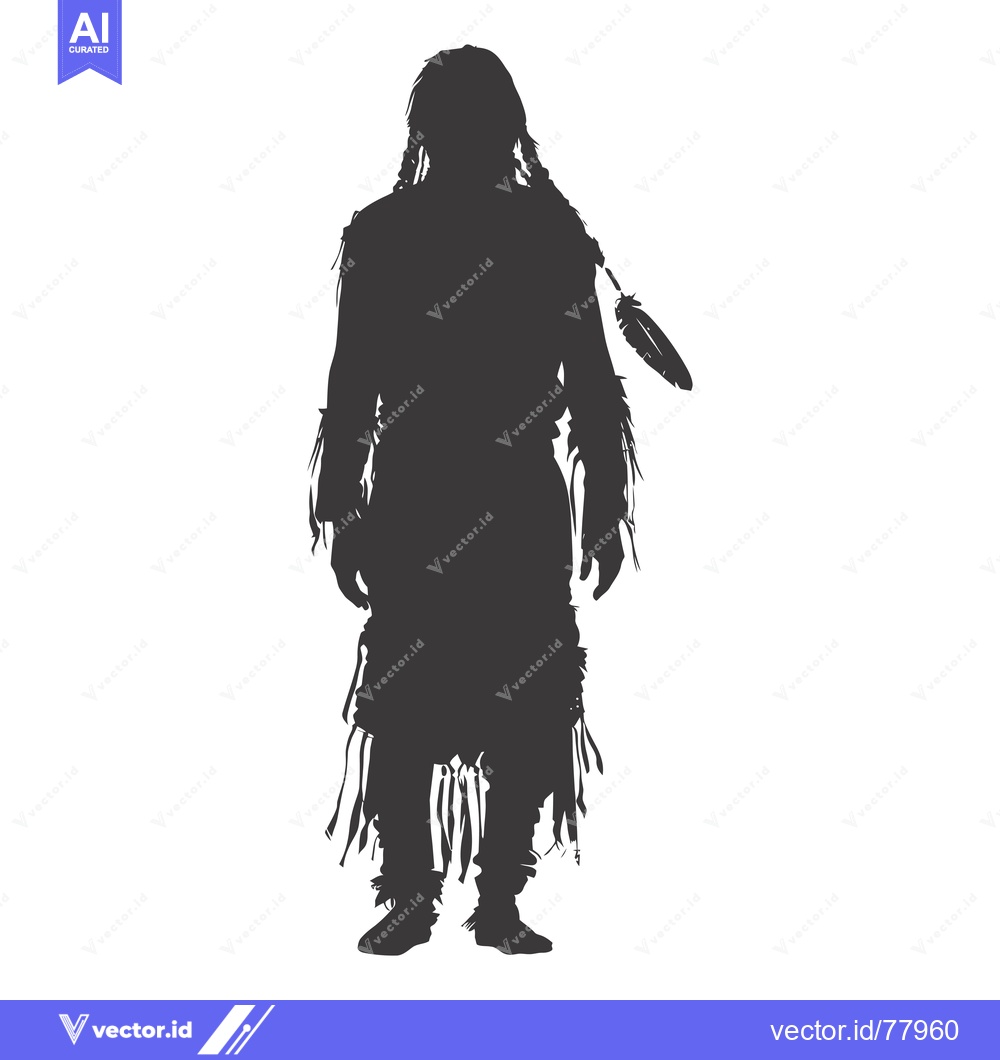 Premium Vector dari Silhouette of a Native American Man with a Feather