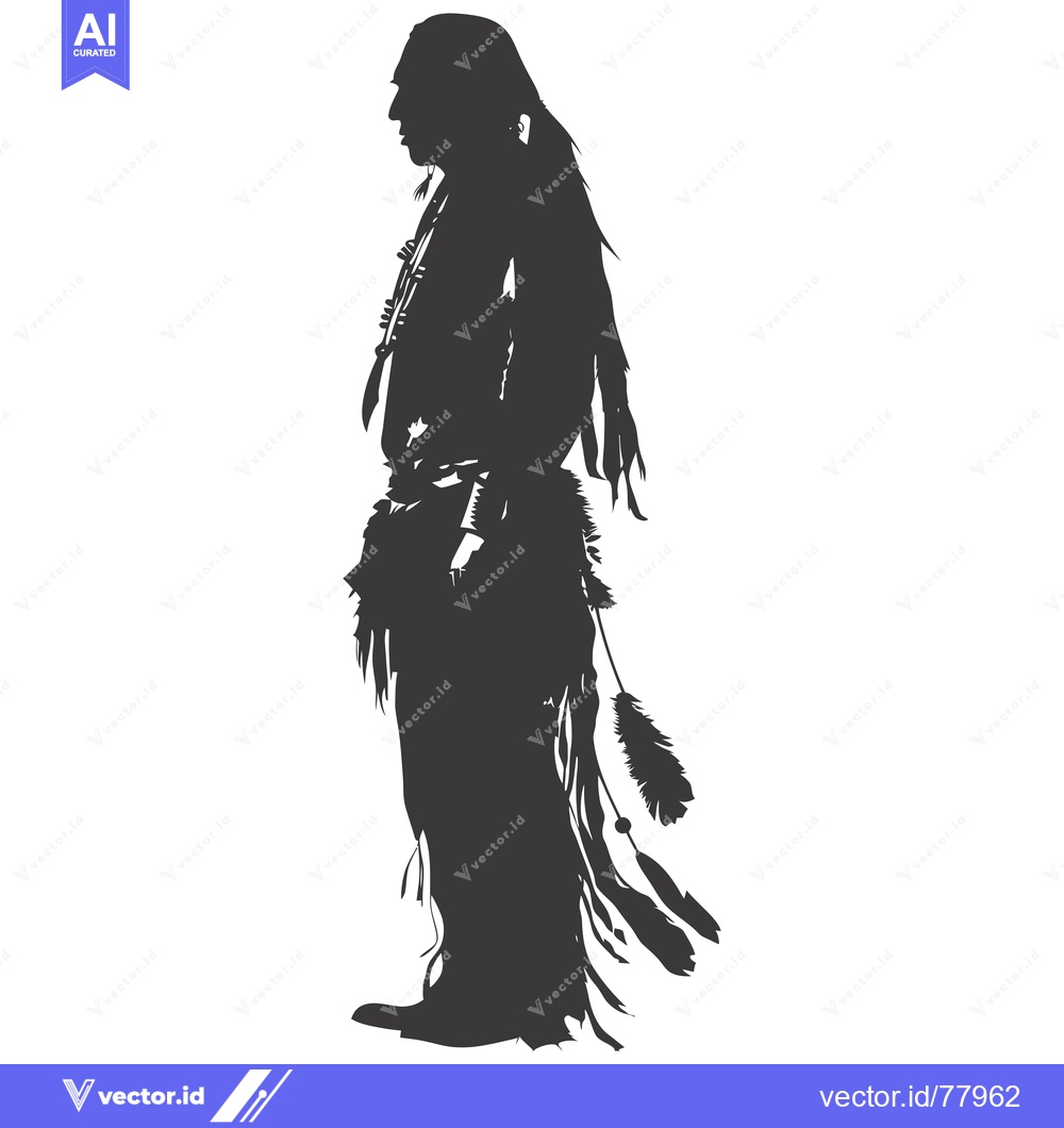 Premium Vector of Silhouette of a Native American Man in Traditional Clothing