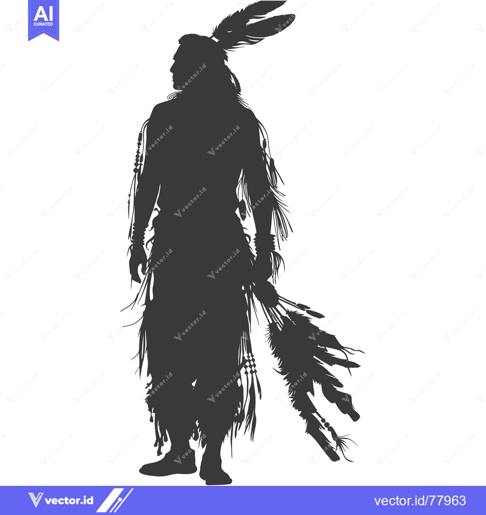 Premium Vector dari Silhouette of a Native American Man with Feathers