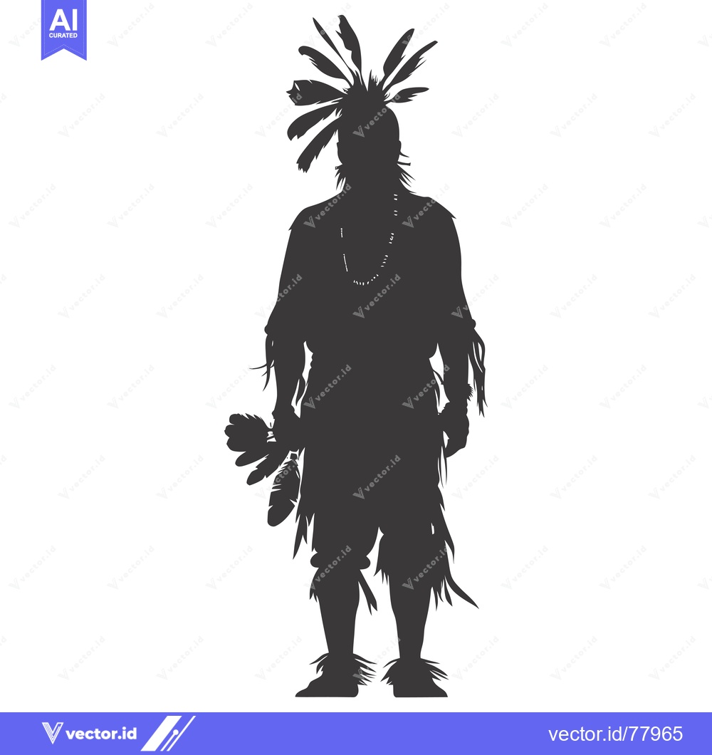 Premium Vector dari Silhouette of a Native American Man in Traditional Dress