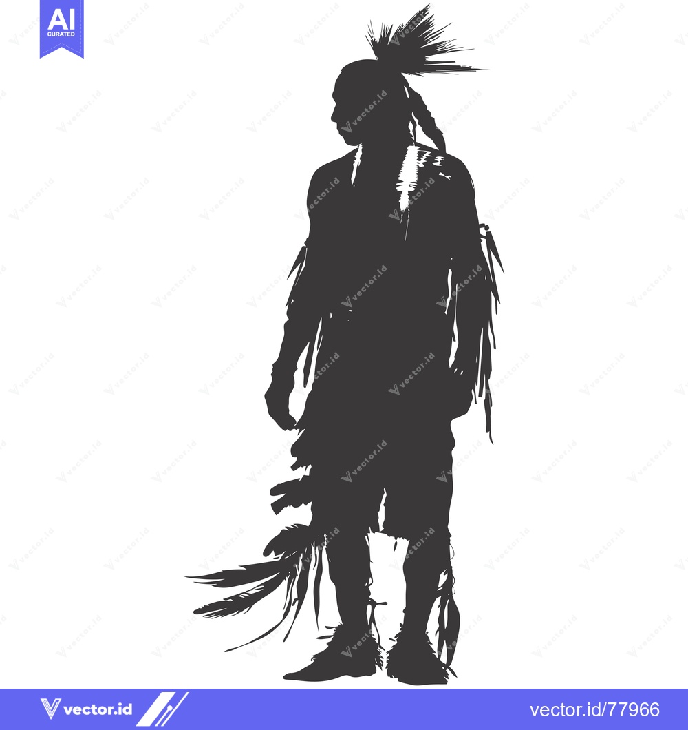 Premium Vector of Silhouette of a Native American Man in Traditional Attire
