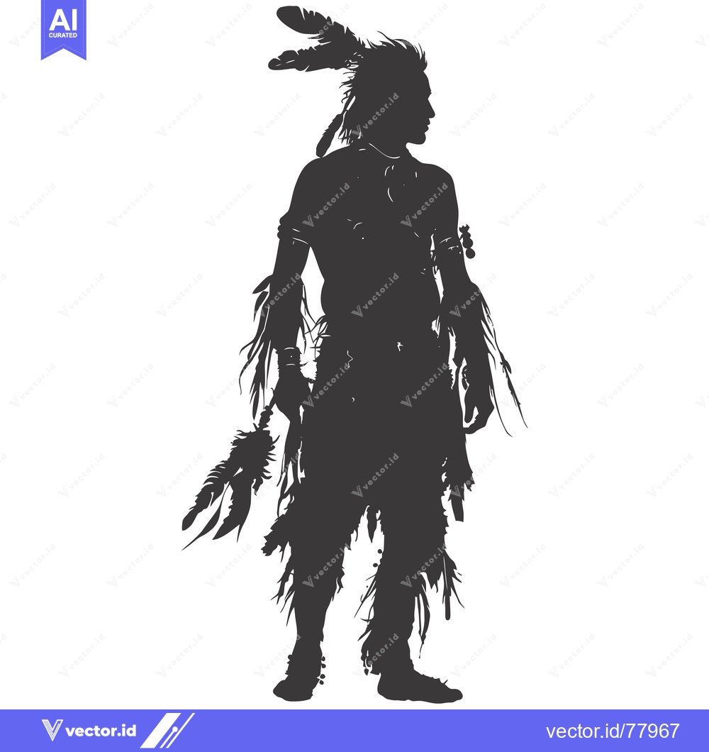 Premium Vector of Silhouette of a Native American Man with Feathers