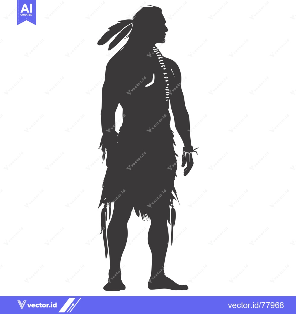 Premium Vector dari Silhouette of a Native American Man with Feathers