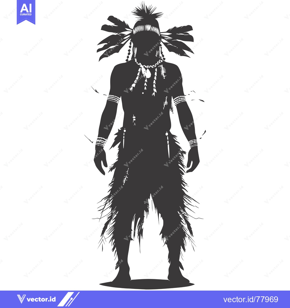 Premium Vector dari Silhouette of a Native American Man Wearing Traditional Headdress and