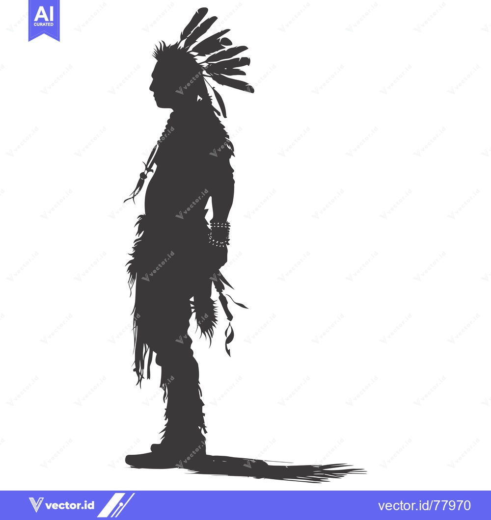 Premium Vector dari Silhouette of a Native American Man in Traditional Headdress