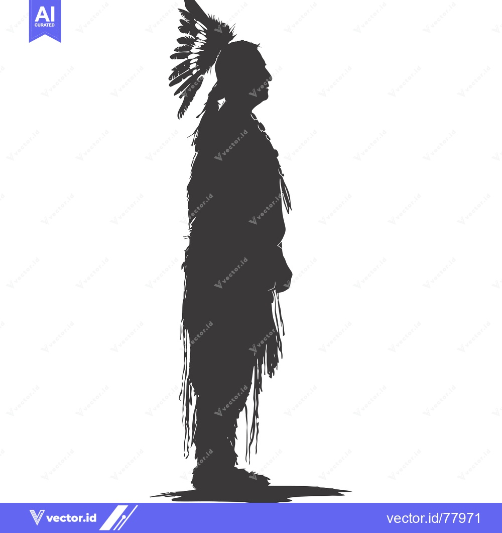 Premium Vector dari Silhouette of a Native American Man in Traditional Headdress