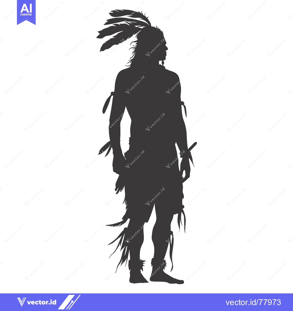 Premium Vector dari Silhouette of a Native American Man with Feathers