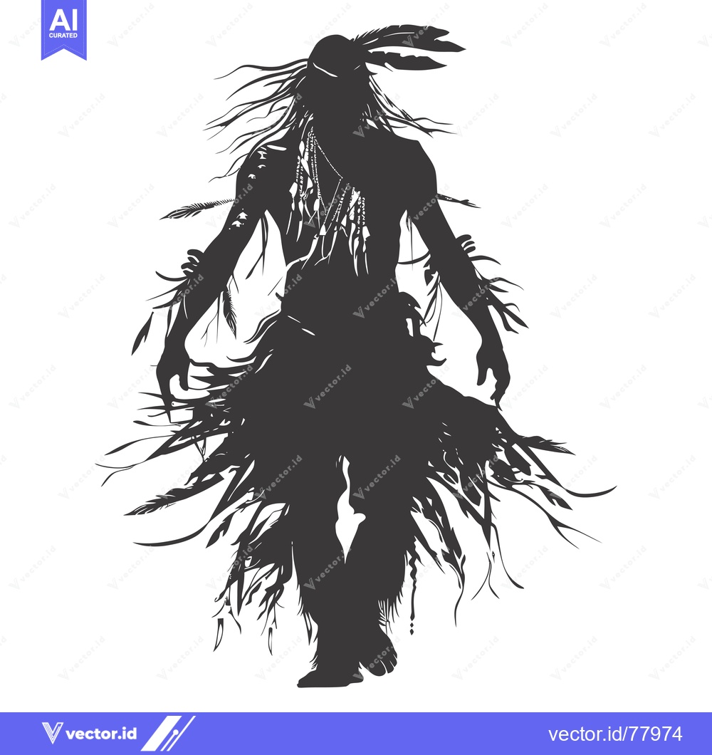 Premium Vector of Silhouette of a Native American Warrior with Feathers and Adornments