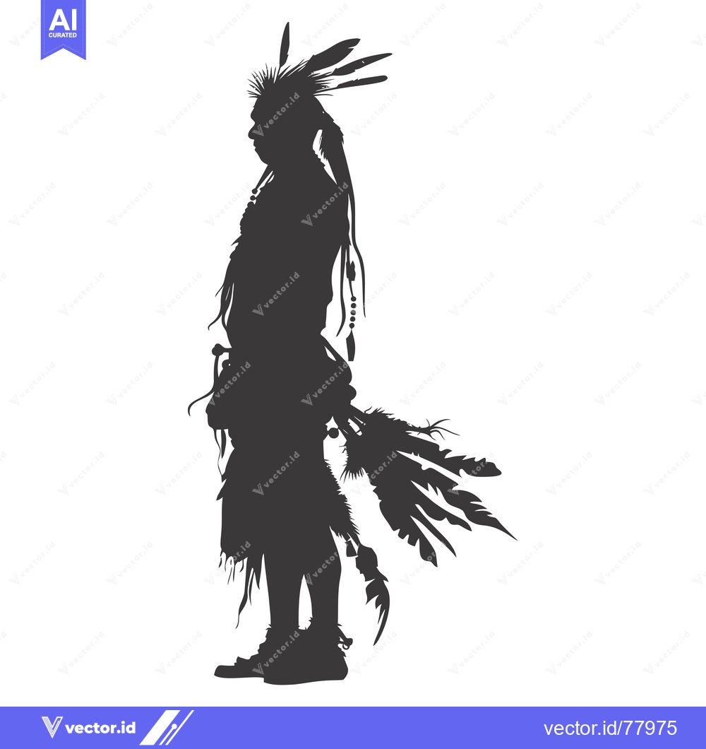Premium Vector dari Silhouette of a Native American Man with Feathers