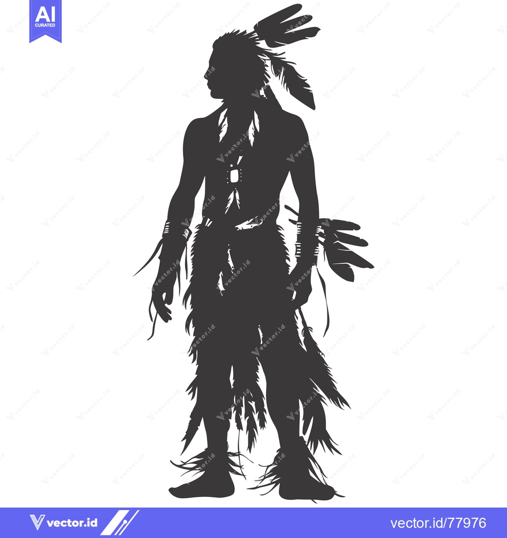 Premium Vector dari Silhouette of a Native American Man Adorned in Feathers