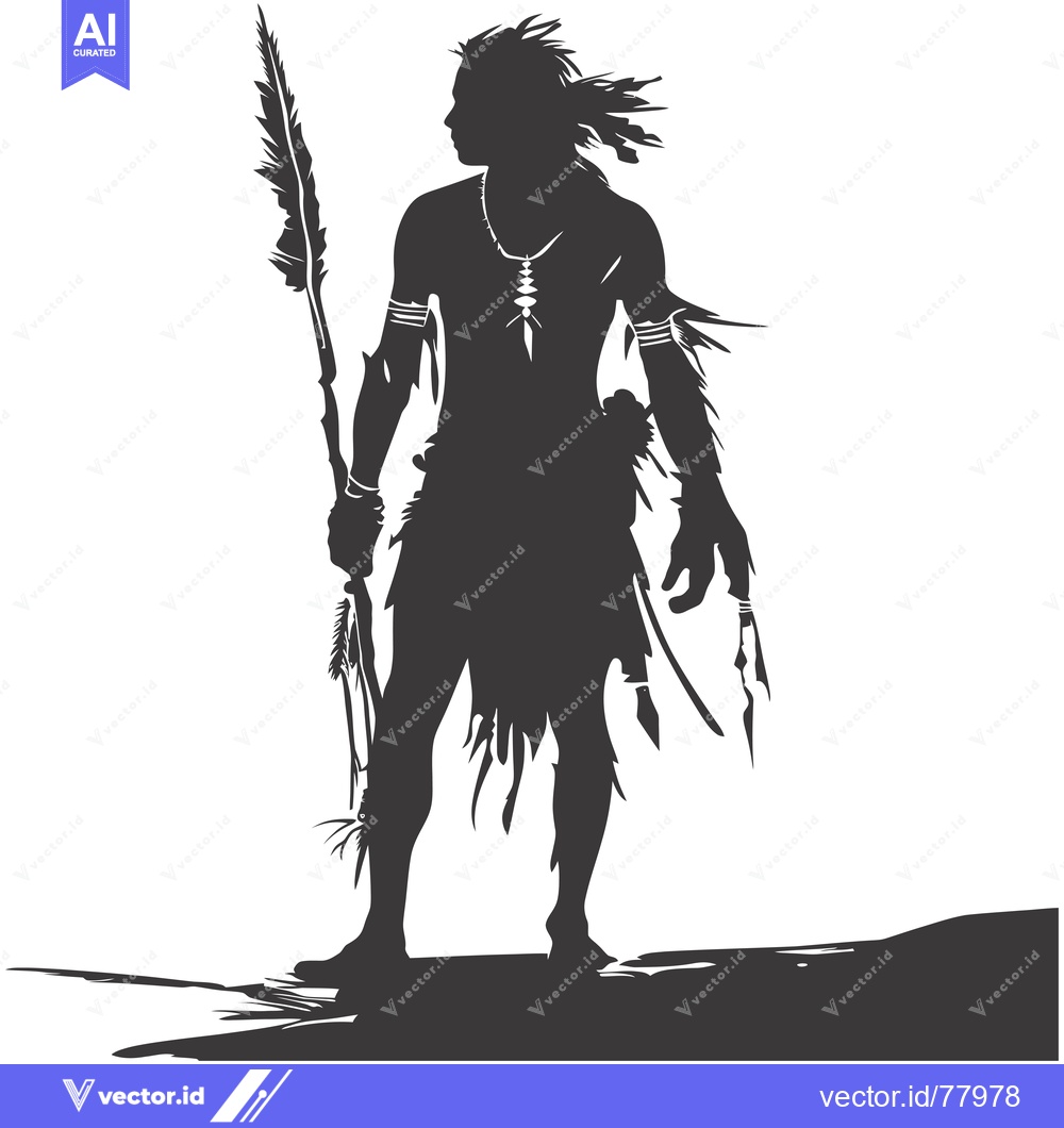 Premium Vector of Silhouette of a Native American Warrior Holding a Spear