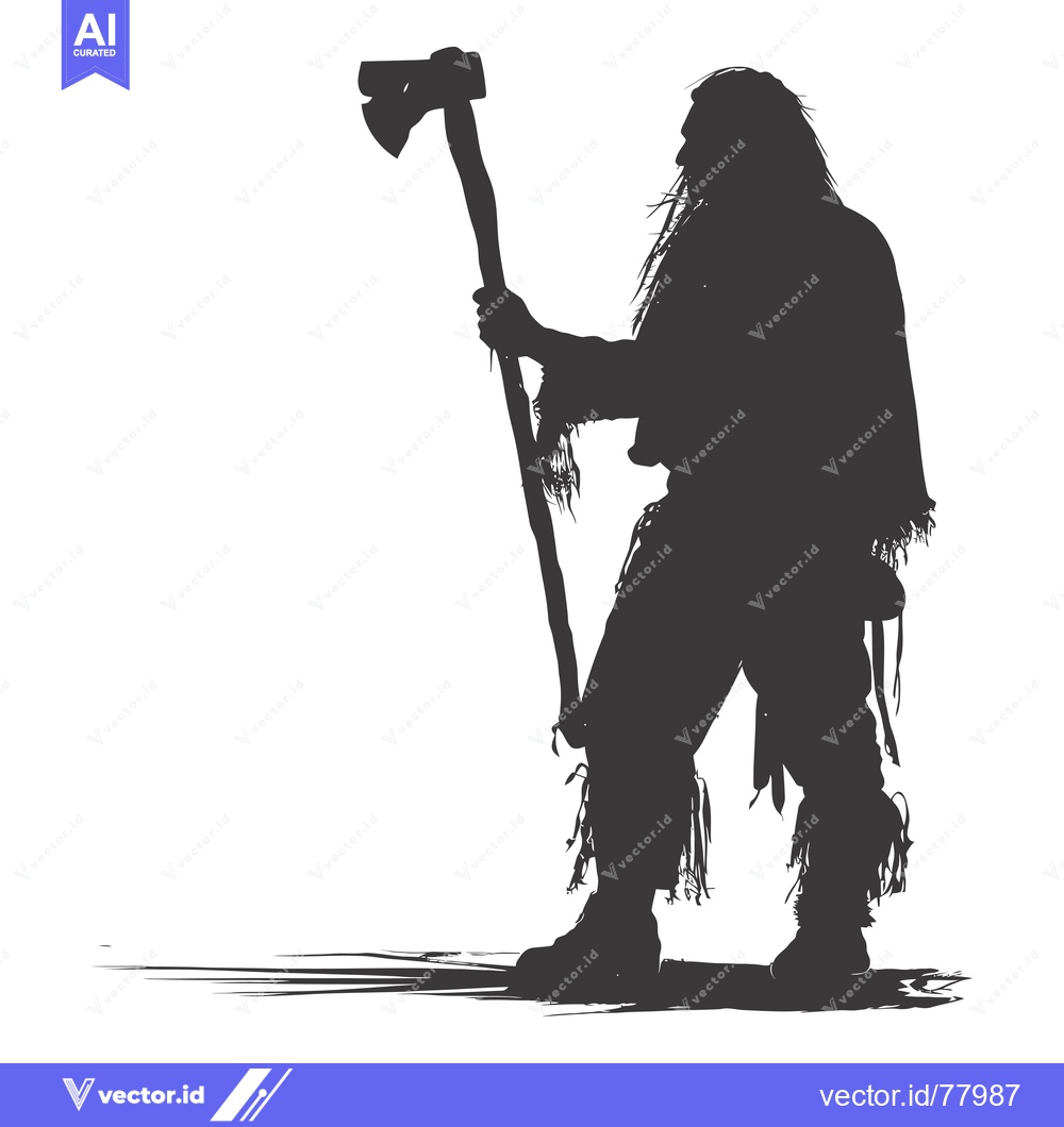 Premium Vector of Silhouette of a Man Holding an Axe